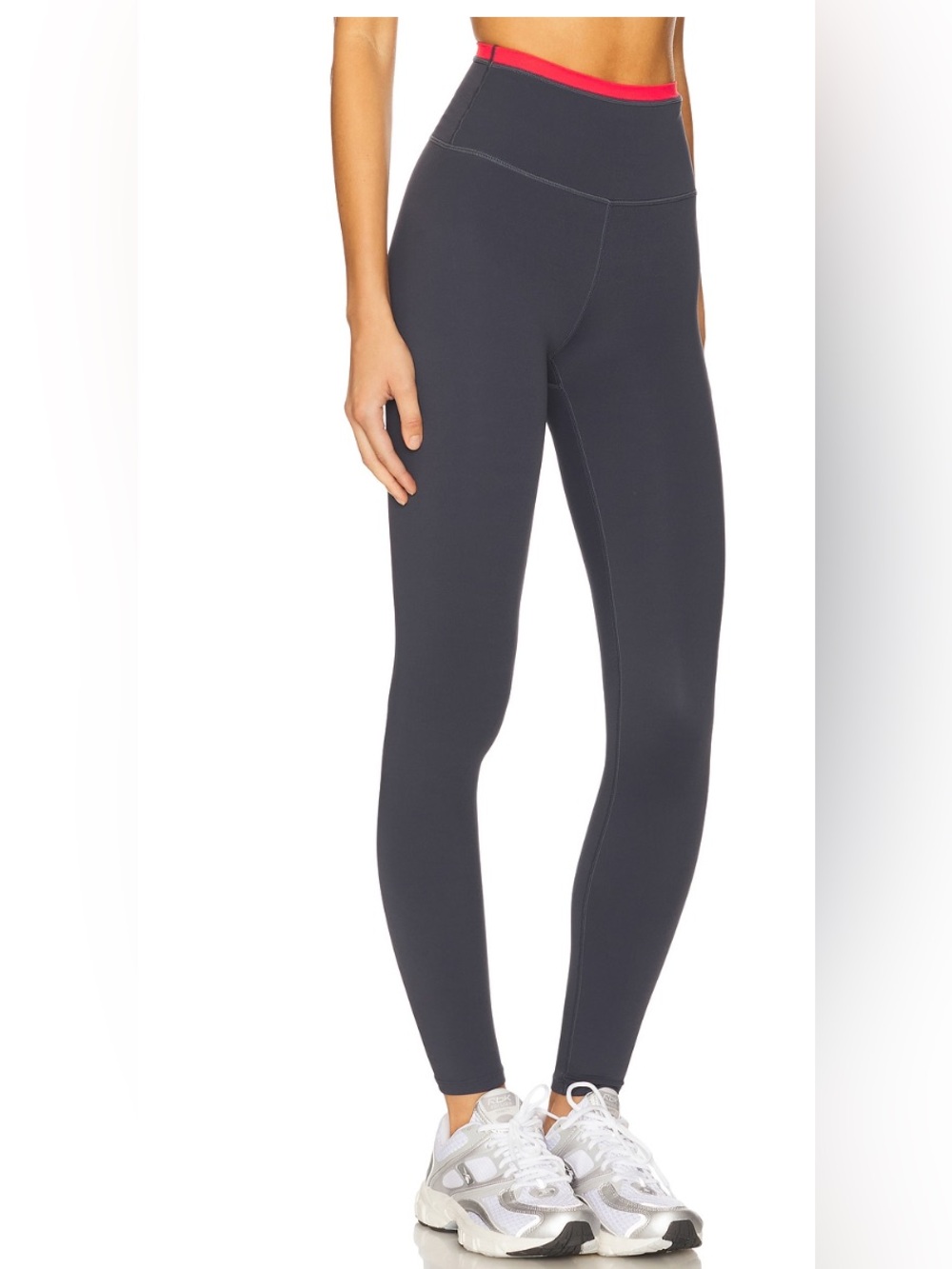 P.E Nation High-Rise Leggings in Charcoal with red Waistband